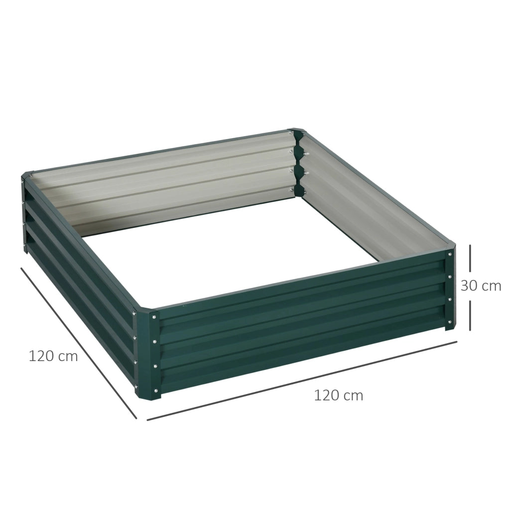Letto per Orto Rialzato a Fondo Aperto con Rivestimento 120x120x30 cm in Acciaio Zincato Verde