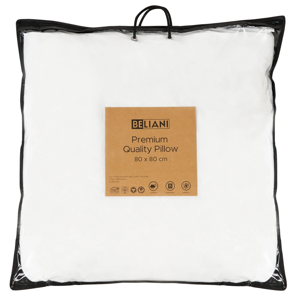 Cuscino tradizionale bianco in microfibra e poliestere ad alto profilo 80 x 80 cm camera da letto design classico