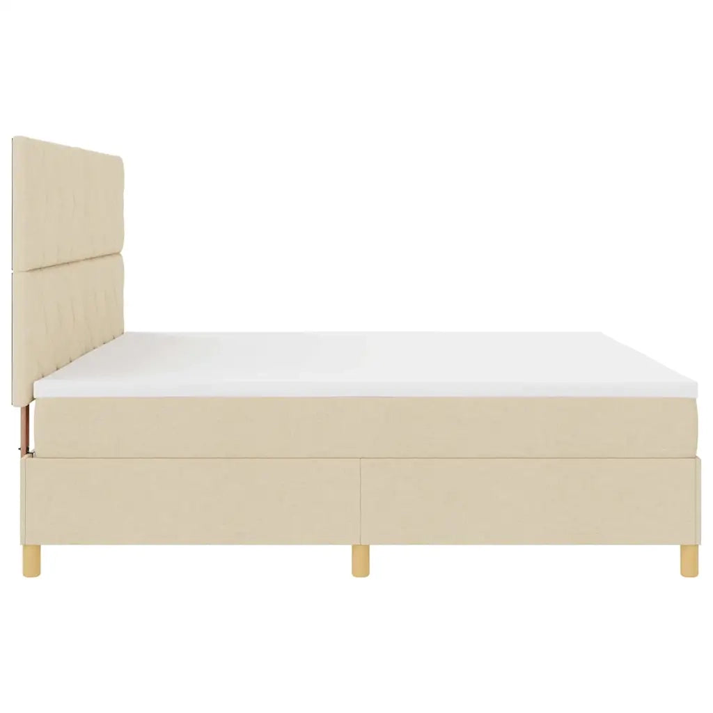 Letto a Sorgente LED con materasso Crema 200 x 200 cm Tessuto 3343206