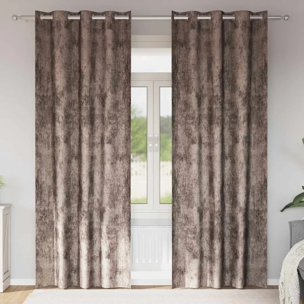 Tende in Velluto 2 pz Cappuccino 260 x 140 cm Velluto