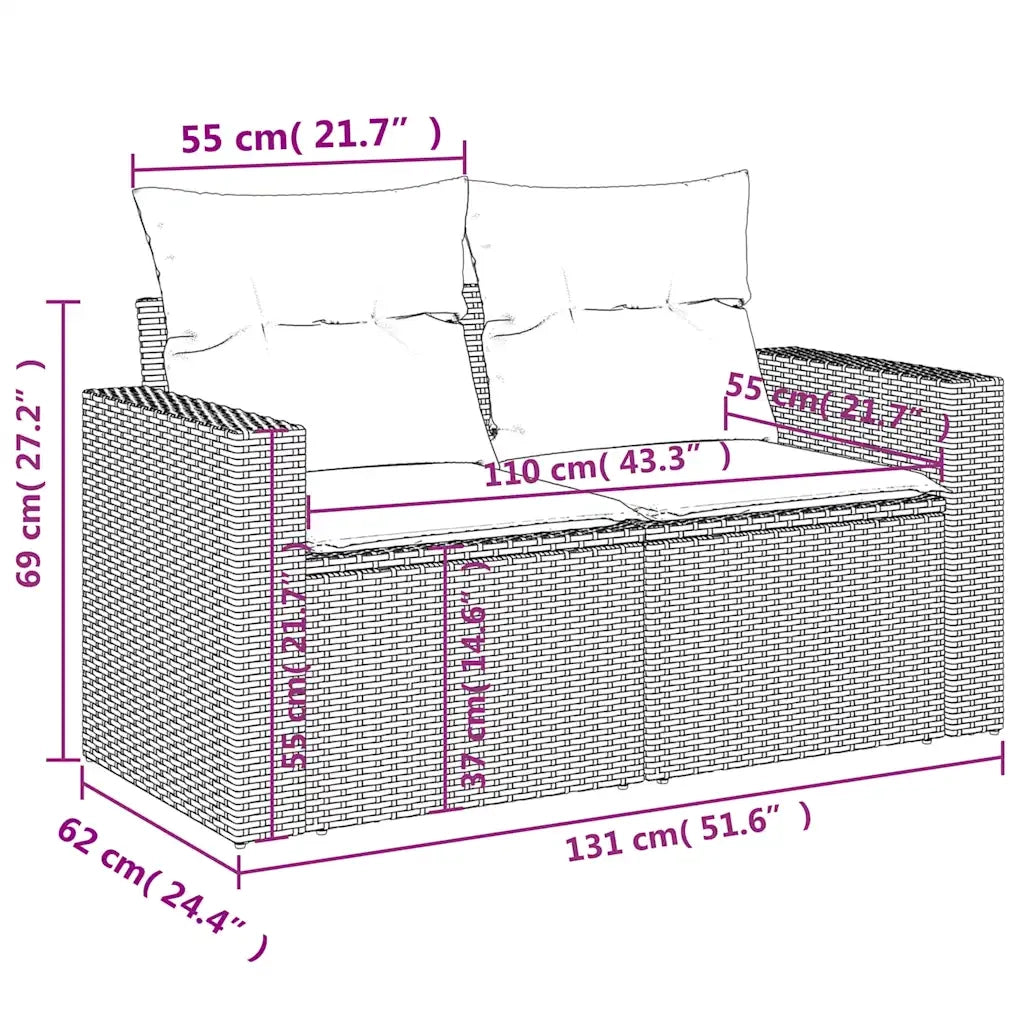 Set Divani da Giardino 9 pz con Cuscini Grigio in Polyrattan 3219411