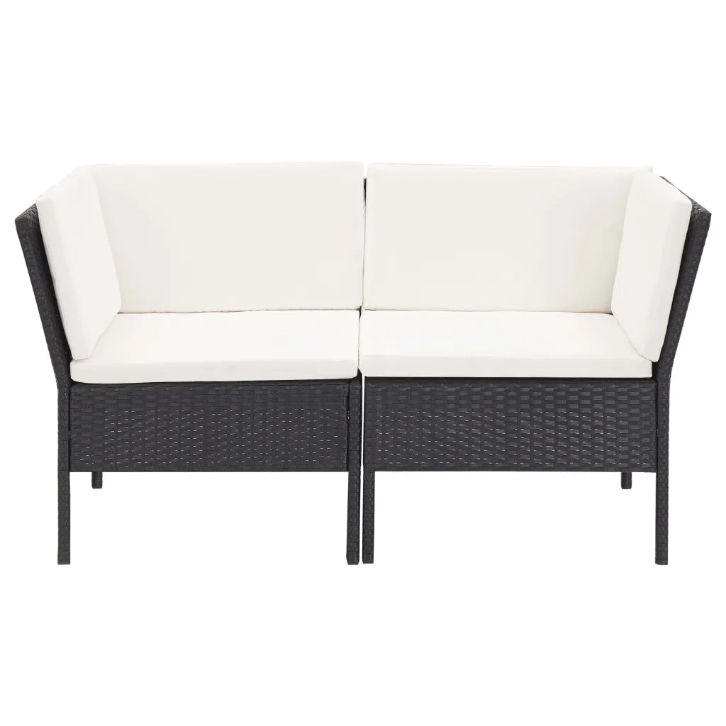 Set Divani da Giardino 6 pz con Cuscini in Polyrattan Nero 48940