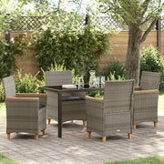 Set da Pranzo per Giardino 5 pcs Grigio polyrattan