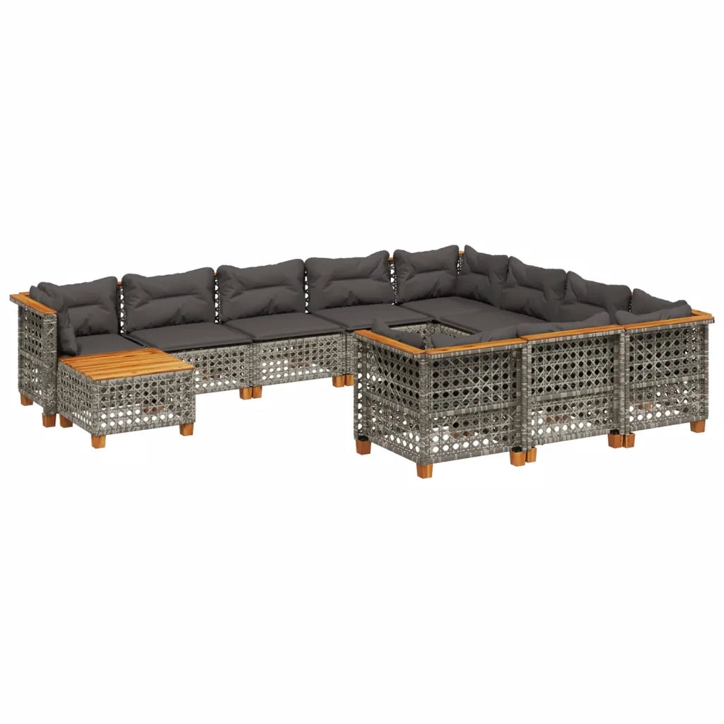 Set Divani da Giardino 11 pz con Cuscini in Polyrattan Grigio 3262059