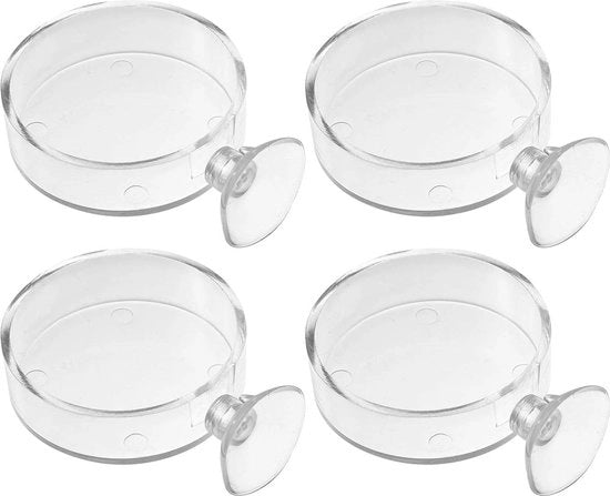 Kit per alimentazione gamberi acquario - 4 pezzi di contenitori in vetro - scudi trasparenti rotondi - alimentatore galleggiante con beccuccio - per acquario domestico - tavola di servizio galleggiante trasparente