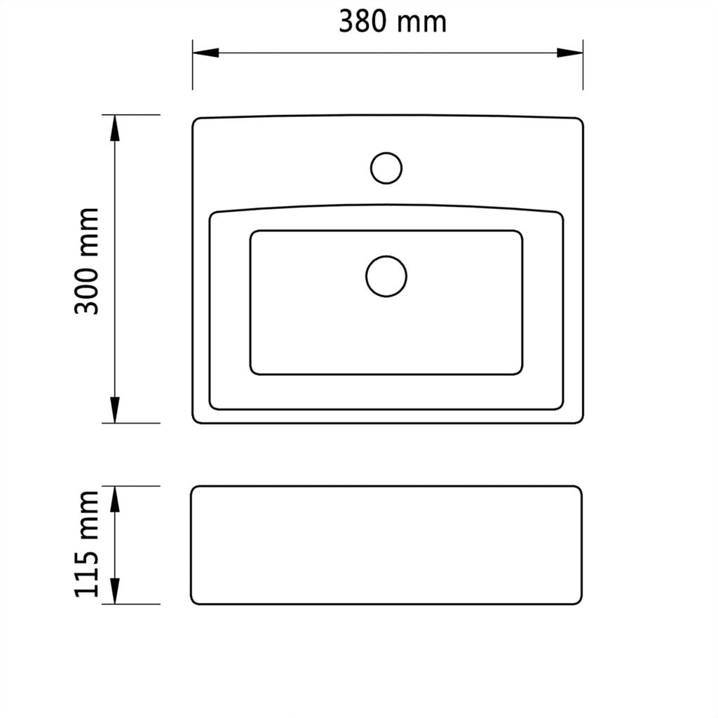 Lavandino Bagno in Ceramica Bianca Quadrato con Foro Rubinetto  cod mxl 53563