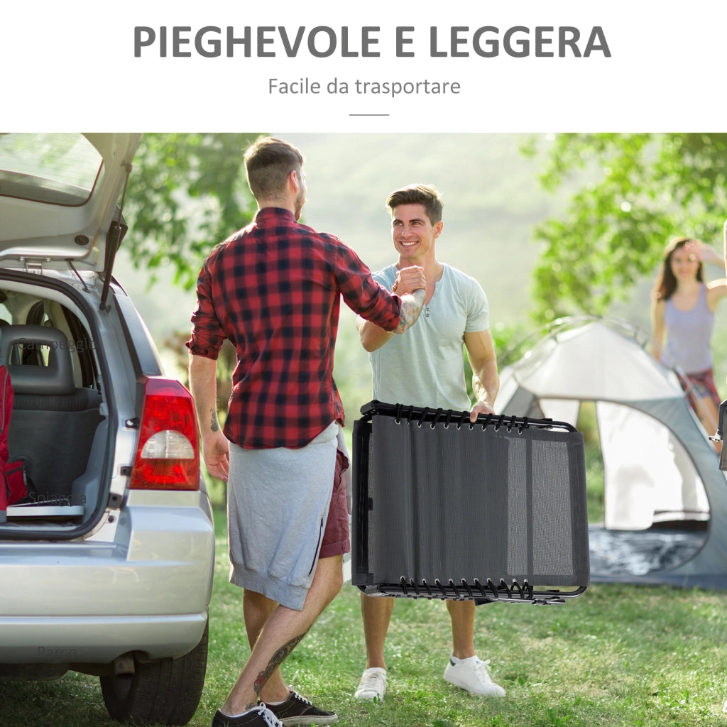 Sdraio da Giardino Pieghevole con Schienale Reclinabile su 5 Posizioni e Cuscino. 185x58x30cm. Grigio