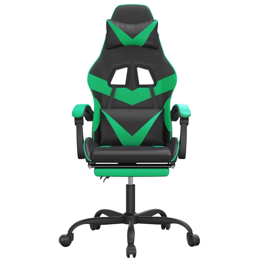 Sedia da Gaming con Poggiapiedi Nero e Verde in Similpelle 3143857