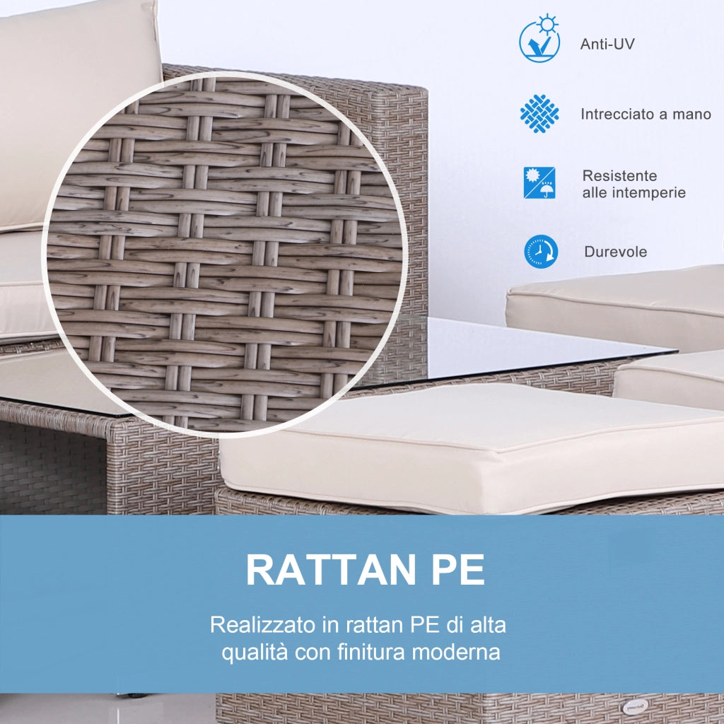 Set da Giardino 8 Pezzi in Rattan ¨C zephmum ¨C Grigio