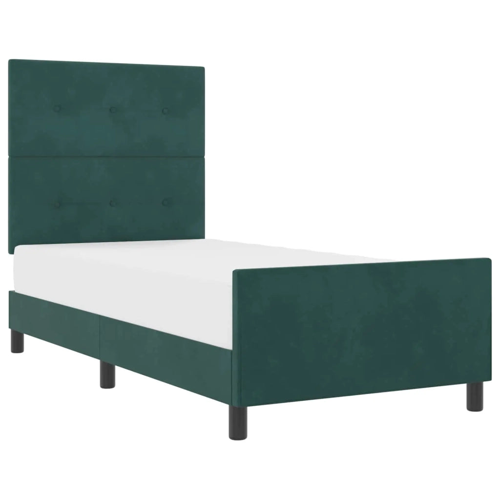 Letto a molle con testiera Verde Scuro 100 x 200 cm Velluto