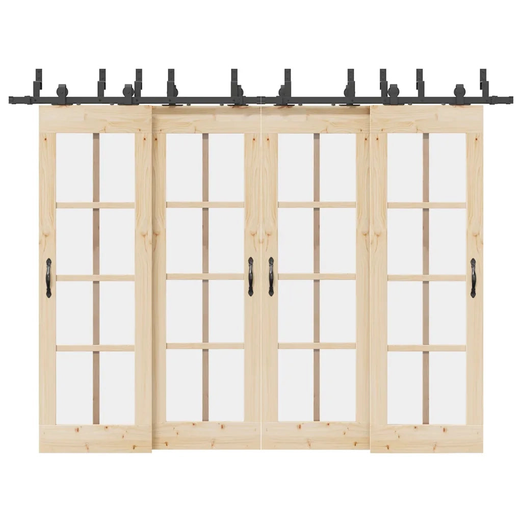 Kit di Binari per Porte Scorrevoli 305 cm Acciaio Nero CFW6026977