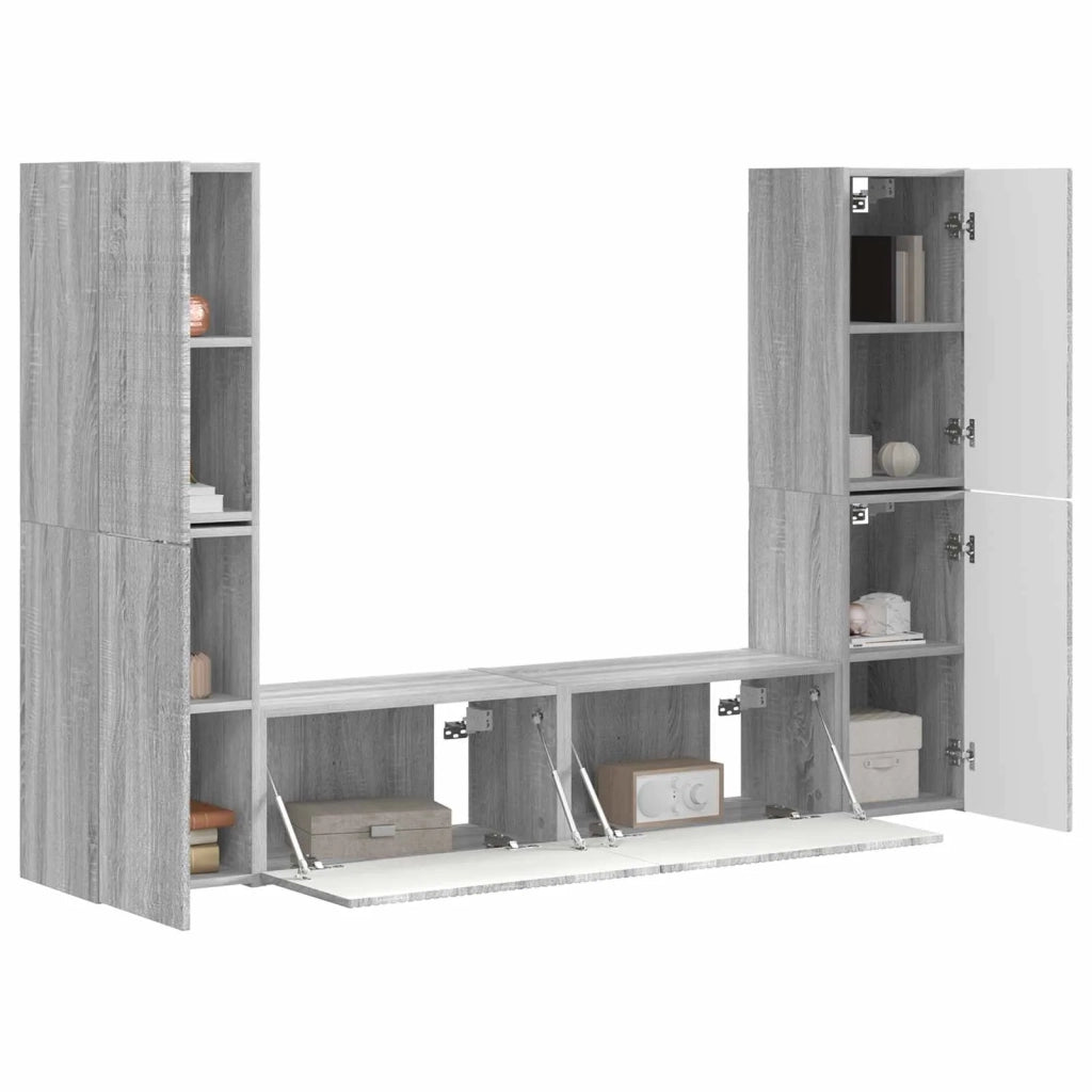 Set mobile TV 6 pz | Armadietto TV | Mobile Porta TV Grigio Sonoma Legno multistrato