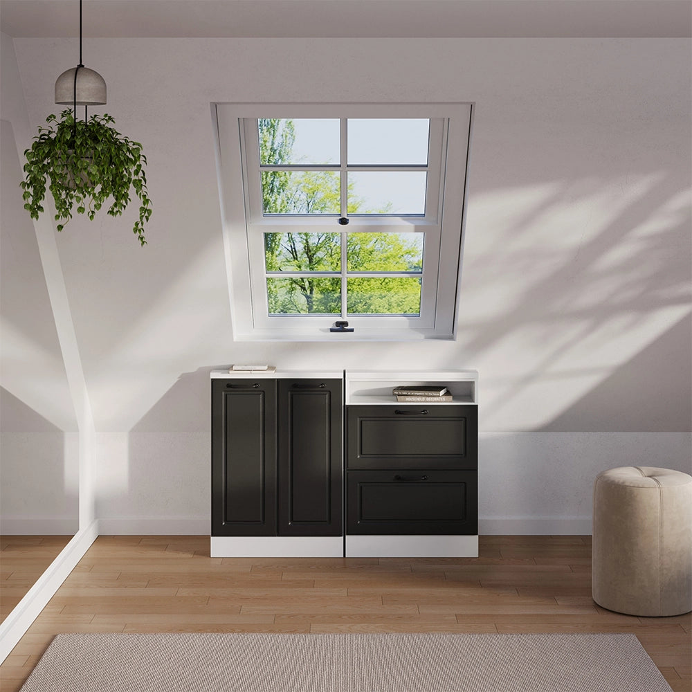 Set di mobili sottotetto Rion Antracite rustico/Bianco Set di 2 Vicco