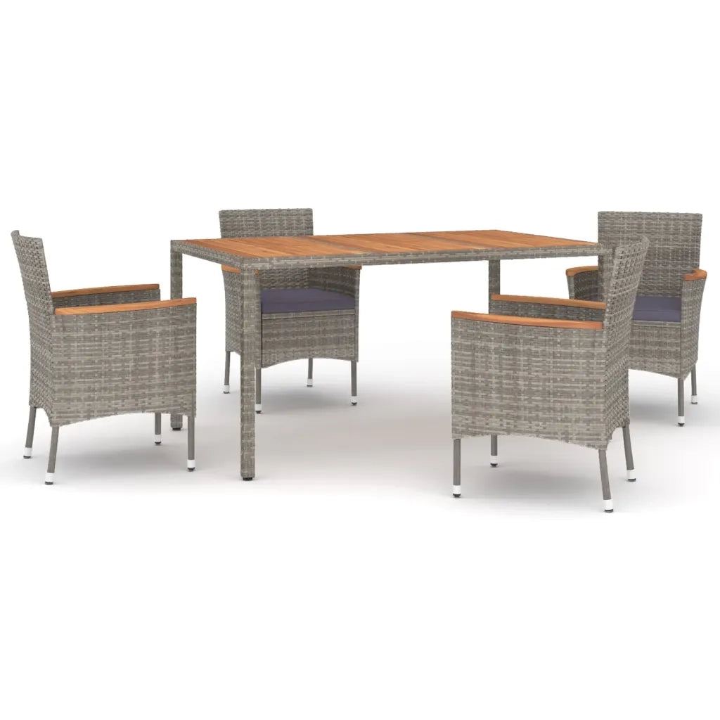 Set da Pranzo da Giardino 5 pz con Cuscini in Polyrattan Grigio 3187366