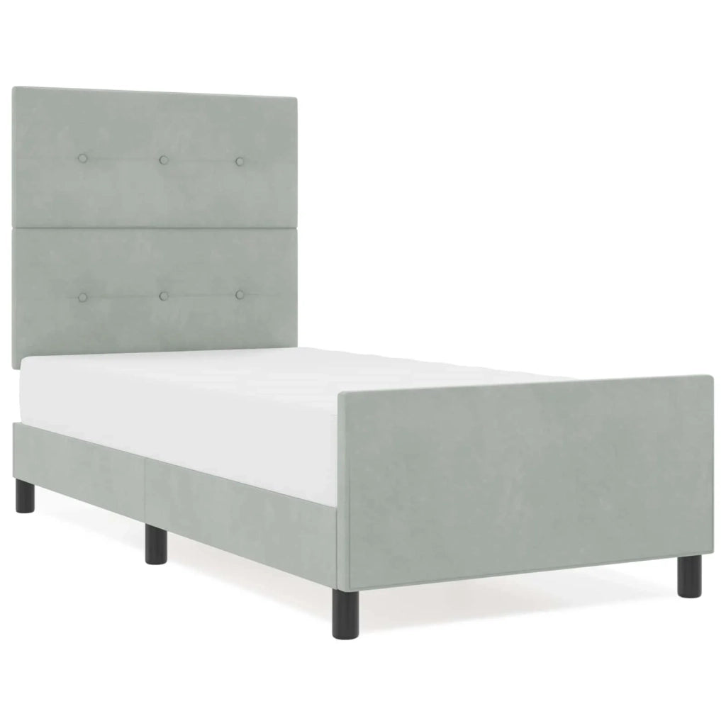 Letto a molle con testiera Grigio chiaro 80 x 200 cm Velluto