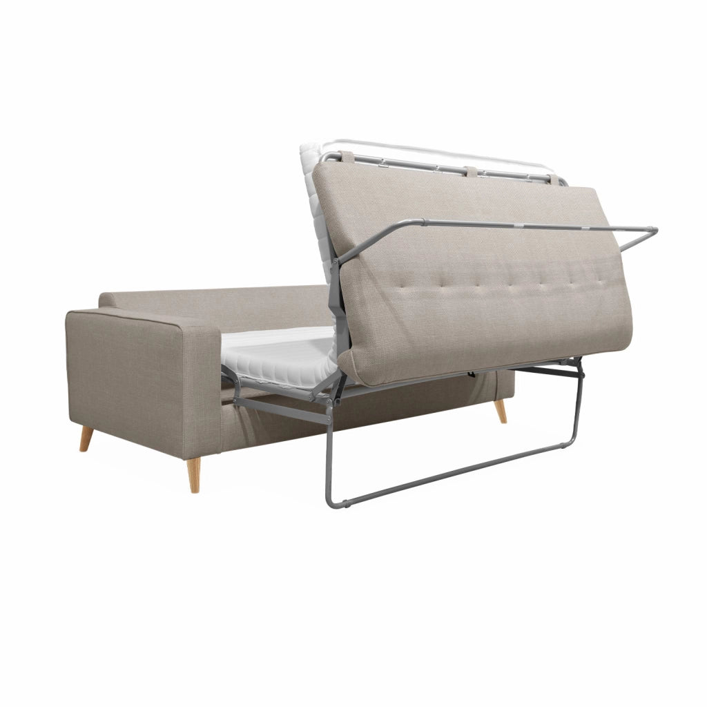 Divano letto convertibile con materasso, 3 posti, beige