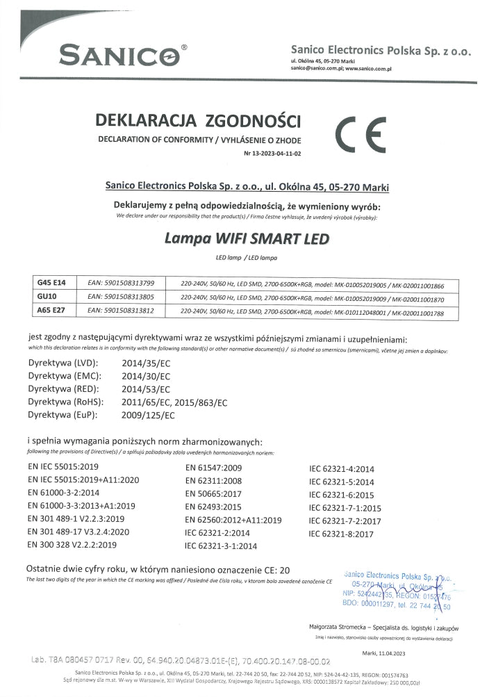 Lampadina LED Smart WiFi Tuya E27 11W 1055lm RGB Polux