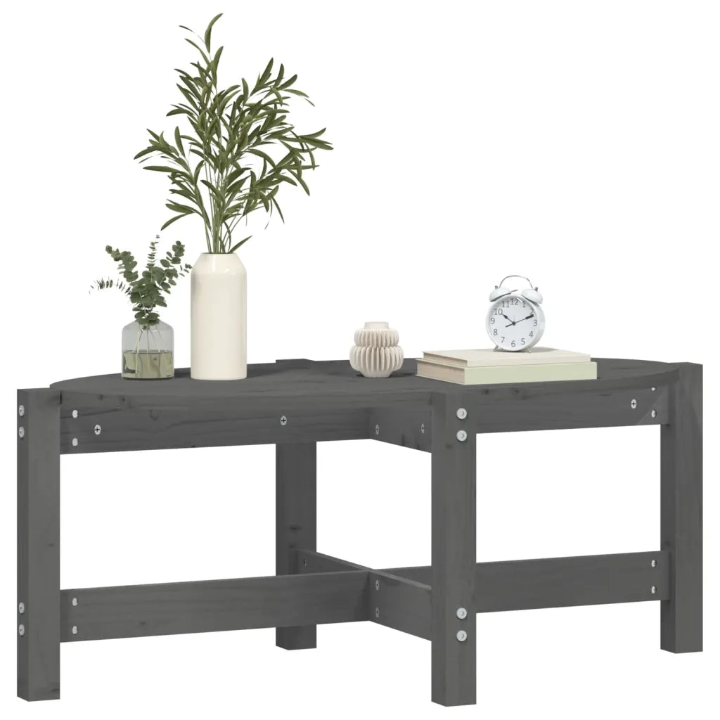 Tavolino da Salotto Grigio 87x48x35cm in Legno Massello di Pino 822324