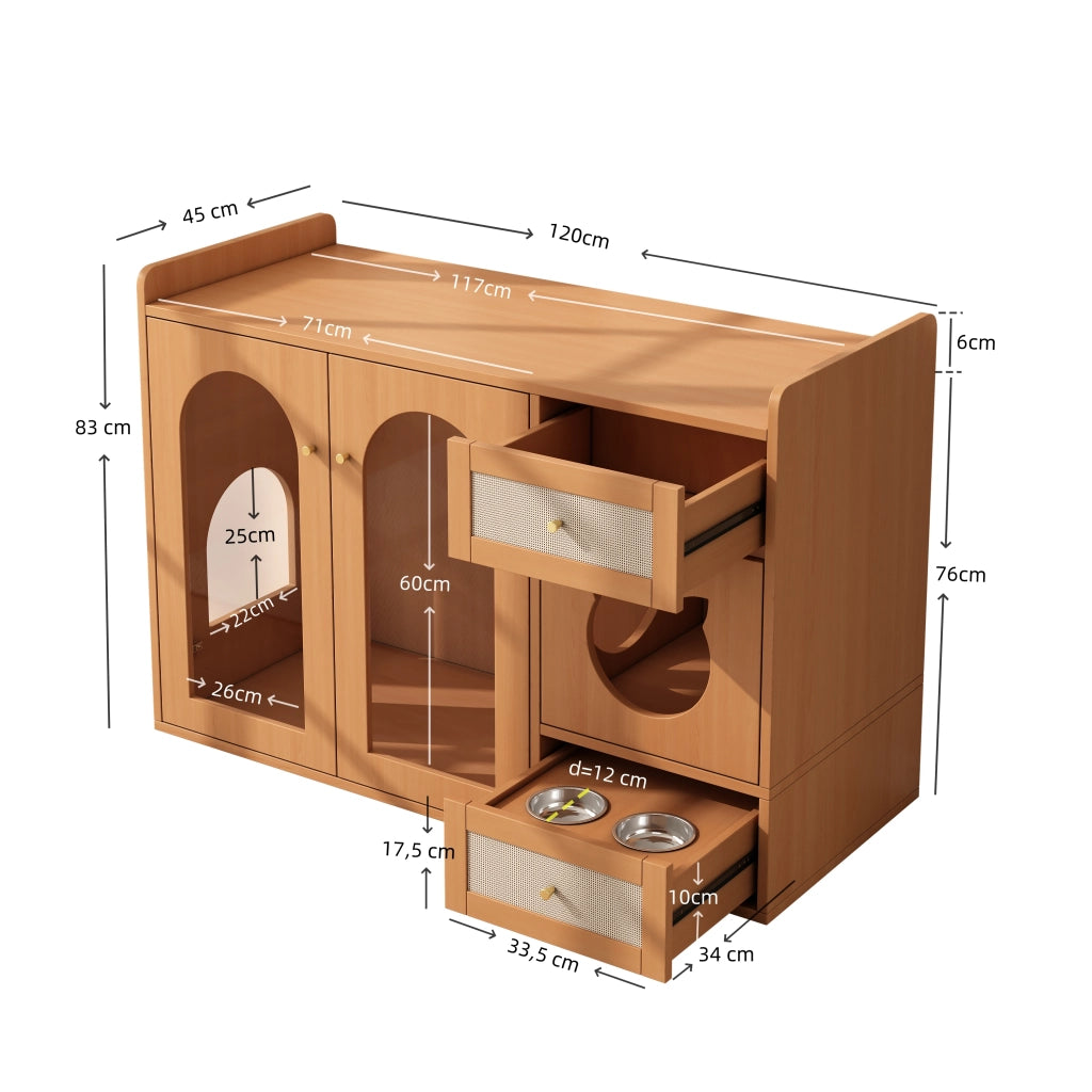 ARMADIO LETTIERA GATTI 120x45x83 cm Noce MDF e Vetro