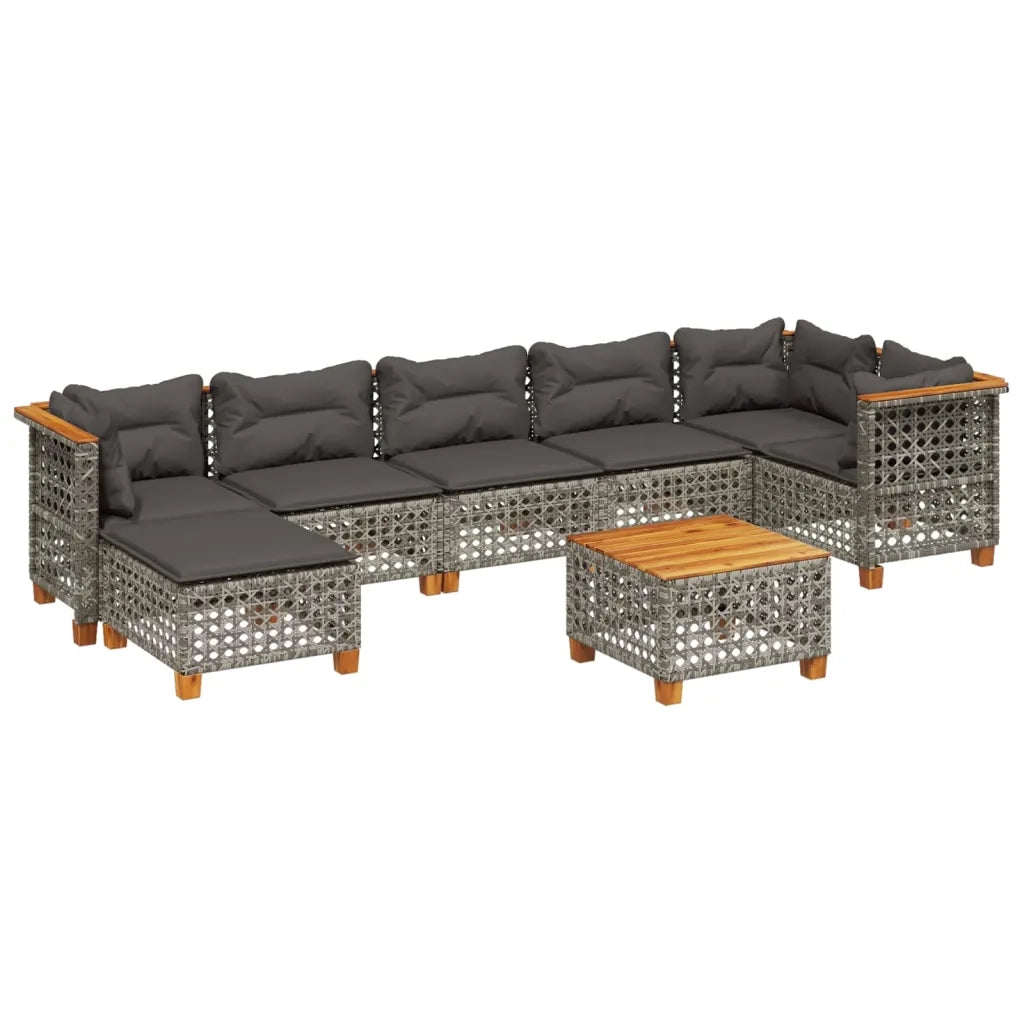 Set Divano da Giardino 8 pz con Cuscini Grigio in Polyrattan 3261933