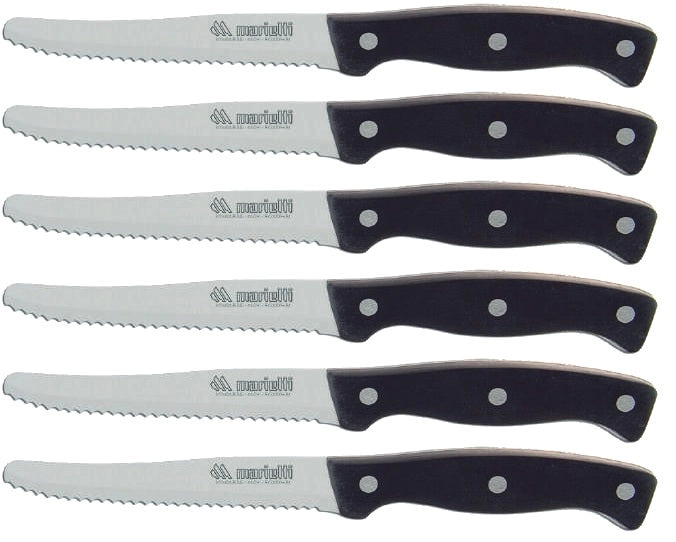 Set 6 Coltelli da Tavola Lama Seghettata Horeca Nero Marietti