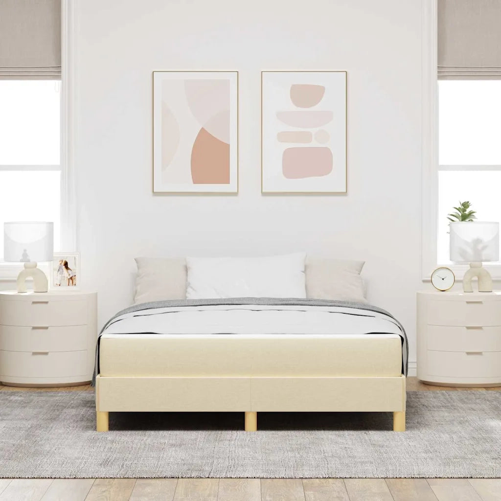 Letto a molle con materasso Crema 140 x 190 cm Tessuto 3398568