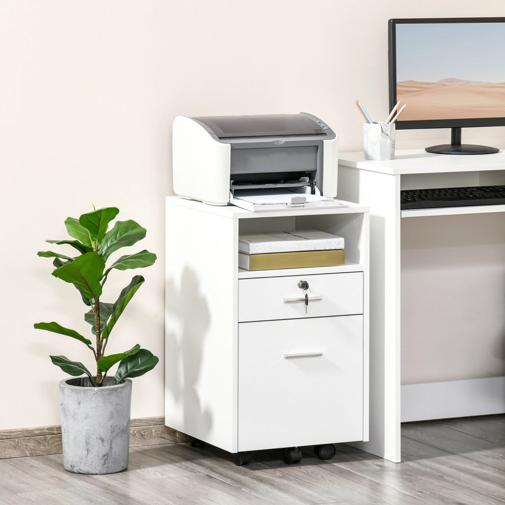 Scrivania con cassettiera e ripiano ¨C Minimal ¨C 39x40x65 cm, bianco