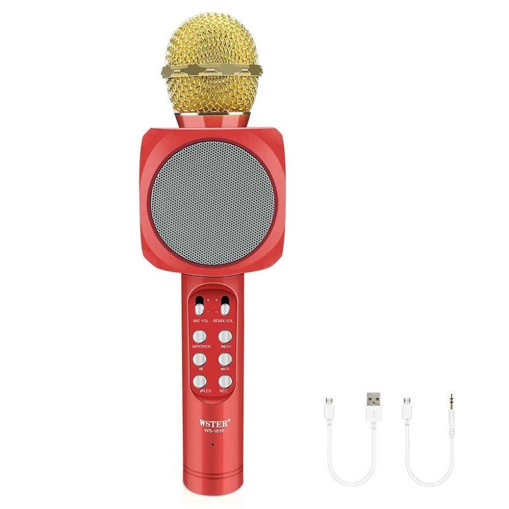 Trade Shop - Microfono Portatile Wireless Con Bluetooth Karaoke Cassa Integrata Ws-1816 -