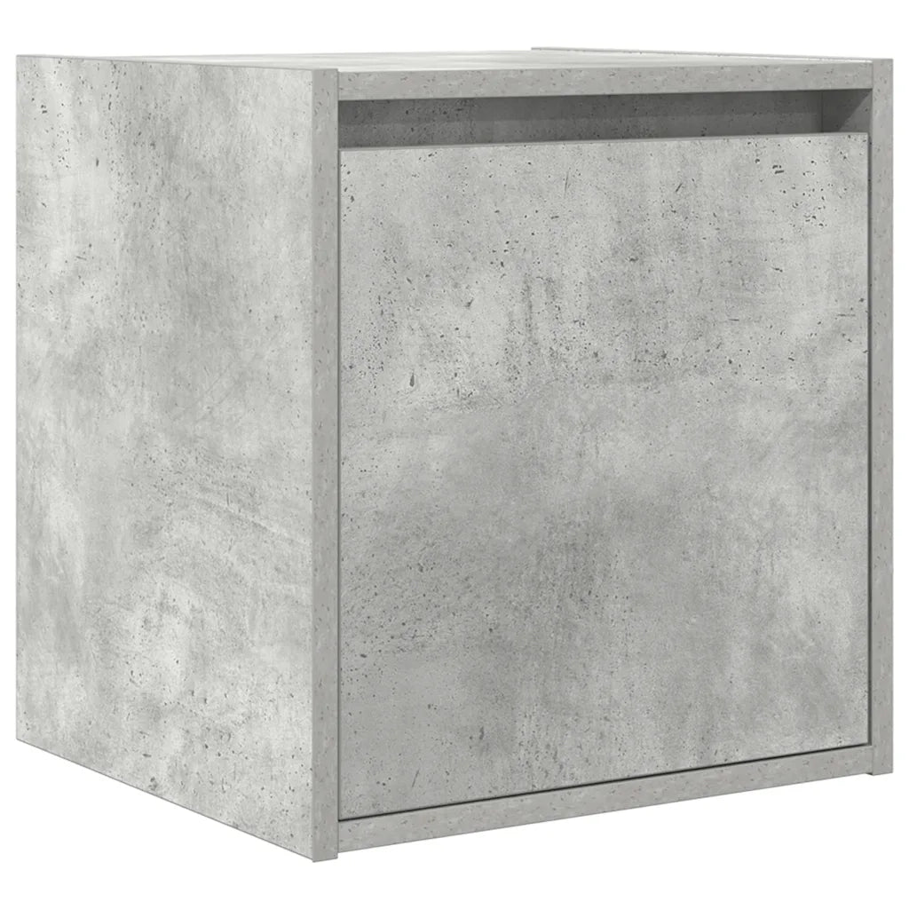 Set di 2 Comodini | Armadio da Notte | Mobiletto da notte a Muro Grigio Cemento 38x34x40 cm