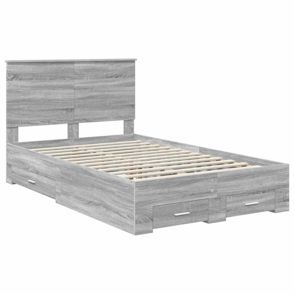 Struttura del letto con testiera Grigio Sonoma 135 x 190 cm 3409663