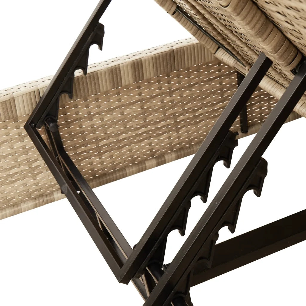 Lettino Prendisole | Sdraio da giardino | Lettino da sole con Cuscini Beige in Polyrattan