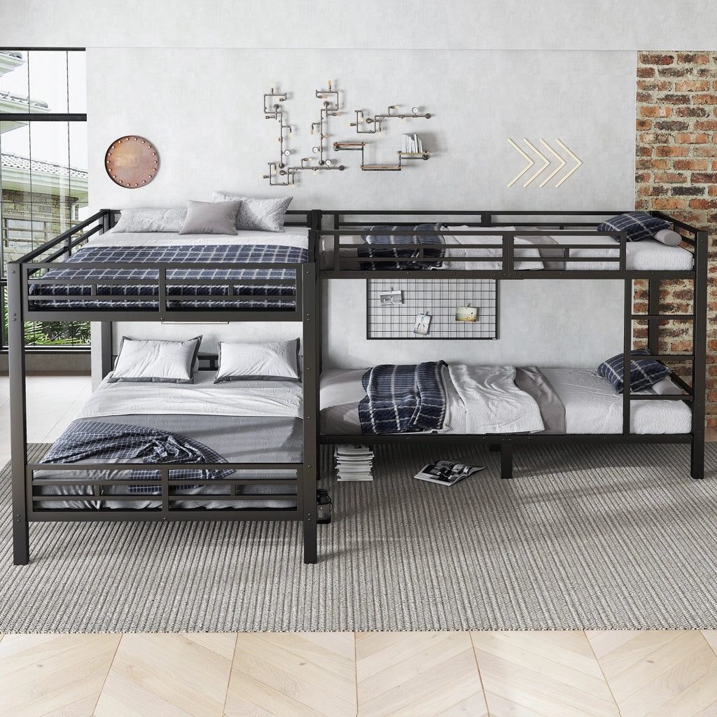 Letto a castello 90x200 e 140x200 - Xylo - Nero, metallo