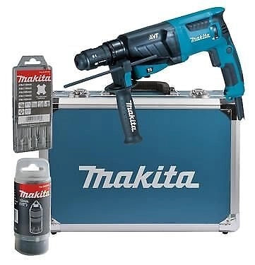 Makita HR2631FT13 Martello Combinato SDS-plus 800 W 4600 giri-min 2,4 J con Valigetta in Alluminio e Set 5 Puntes colore Nero