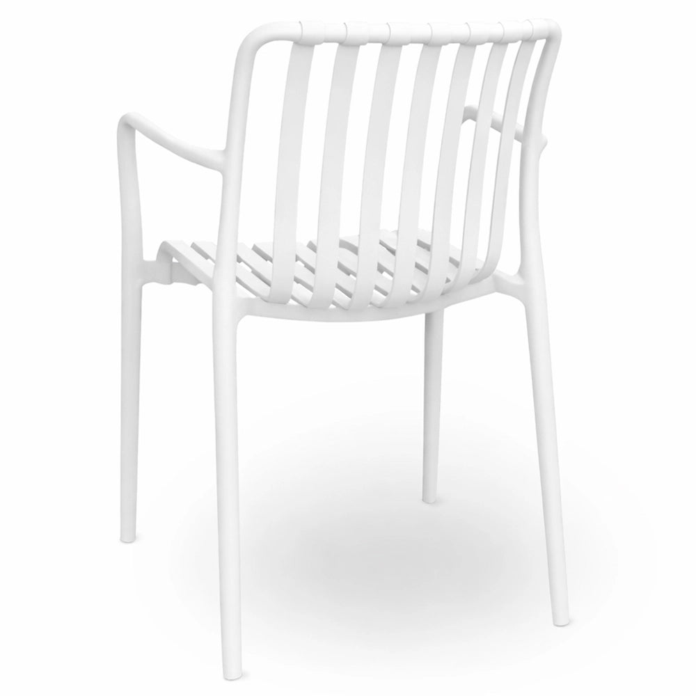 Sedia Iside da esterno in plastica bianca comfort premium con braccioli