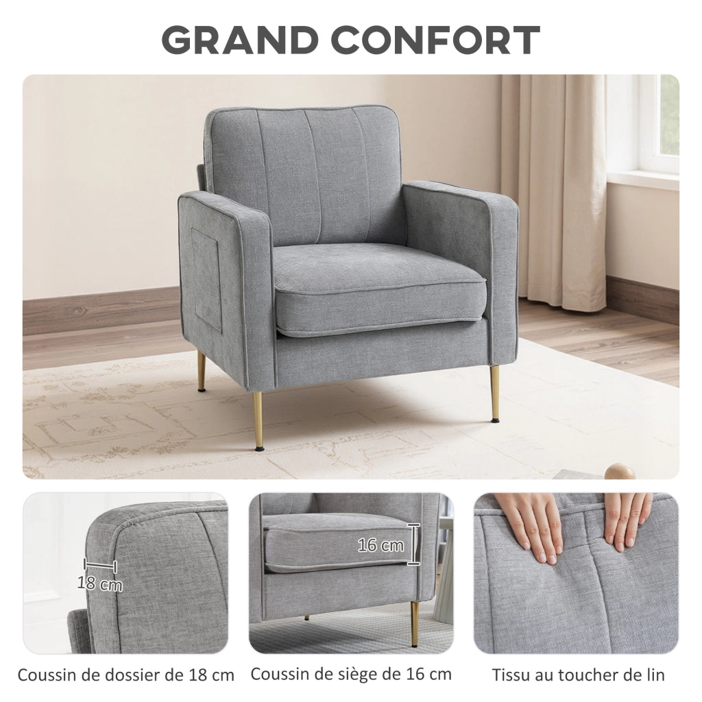 Poltrona in tessuto con tasche laterali ¨C Minimal ¨C grigio