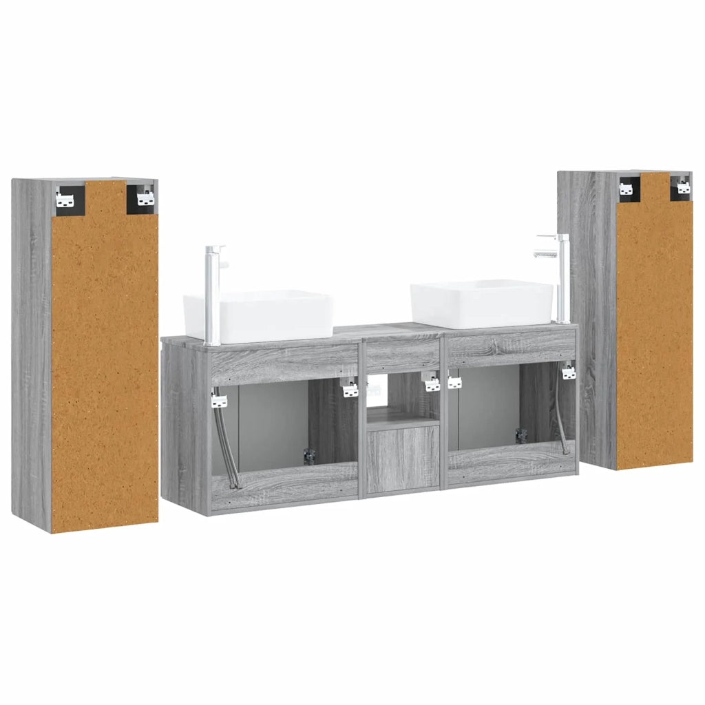 Set di mobili per il bagno 5 pz Sonoma grigio 3405999