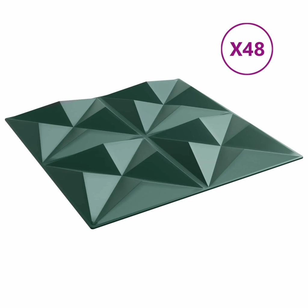 Pannelli da parete 48 pz Verde Origami 50 x 50 cm Schiuma XPS CFW6005583
