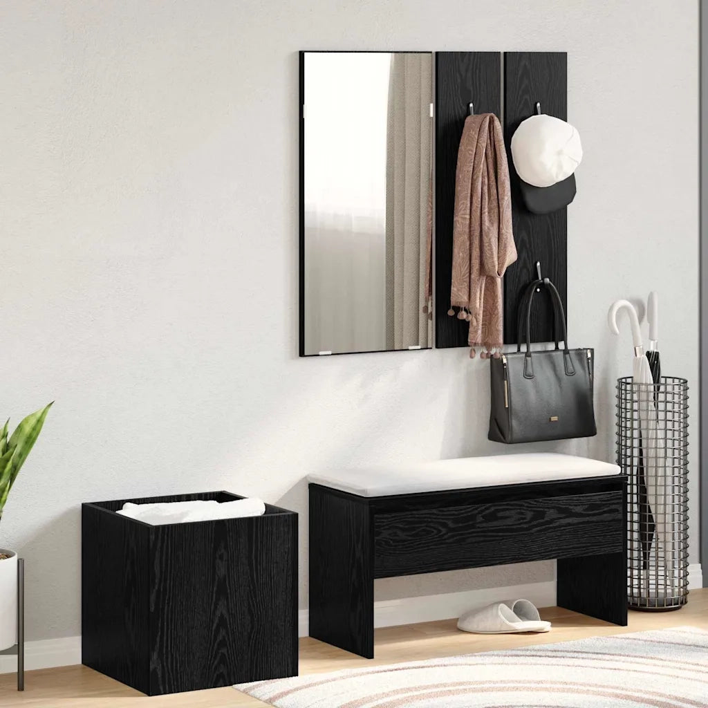 Set mobili da ingresso con specchio 5 pz Legno multistrato