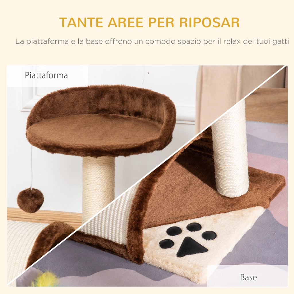 EasyComfort Albero Tiragraffi per Gatti per Gioco e Relax 36x36x44 cm Marrone