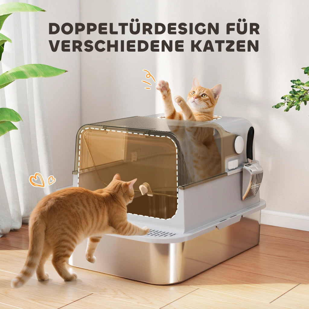 Casetta per gatti con coperchio ¨C zephmum ¨C  in acciaio inox