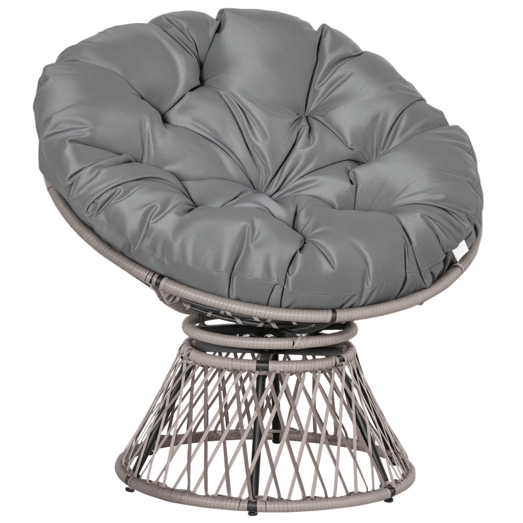 Poltrona da giardino girevole con cuscino ¨C Zephmum ¨C Grigio, 97x86 cm