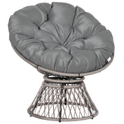 Poltrona da giardino girevole con cuscino ¨C Zephmum ¨C Grigio, 97x86 cm