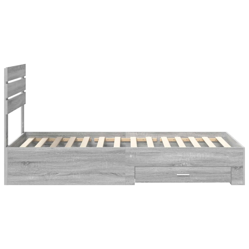 Struttura del letto-Giroletto Grigio Sonoma e Argento 75 x 190 cm 915522