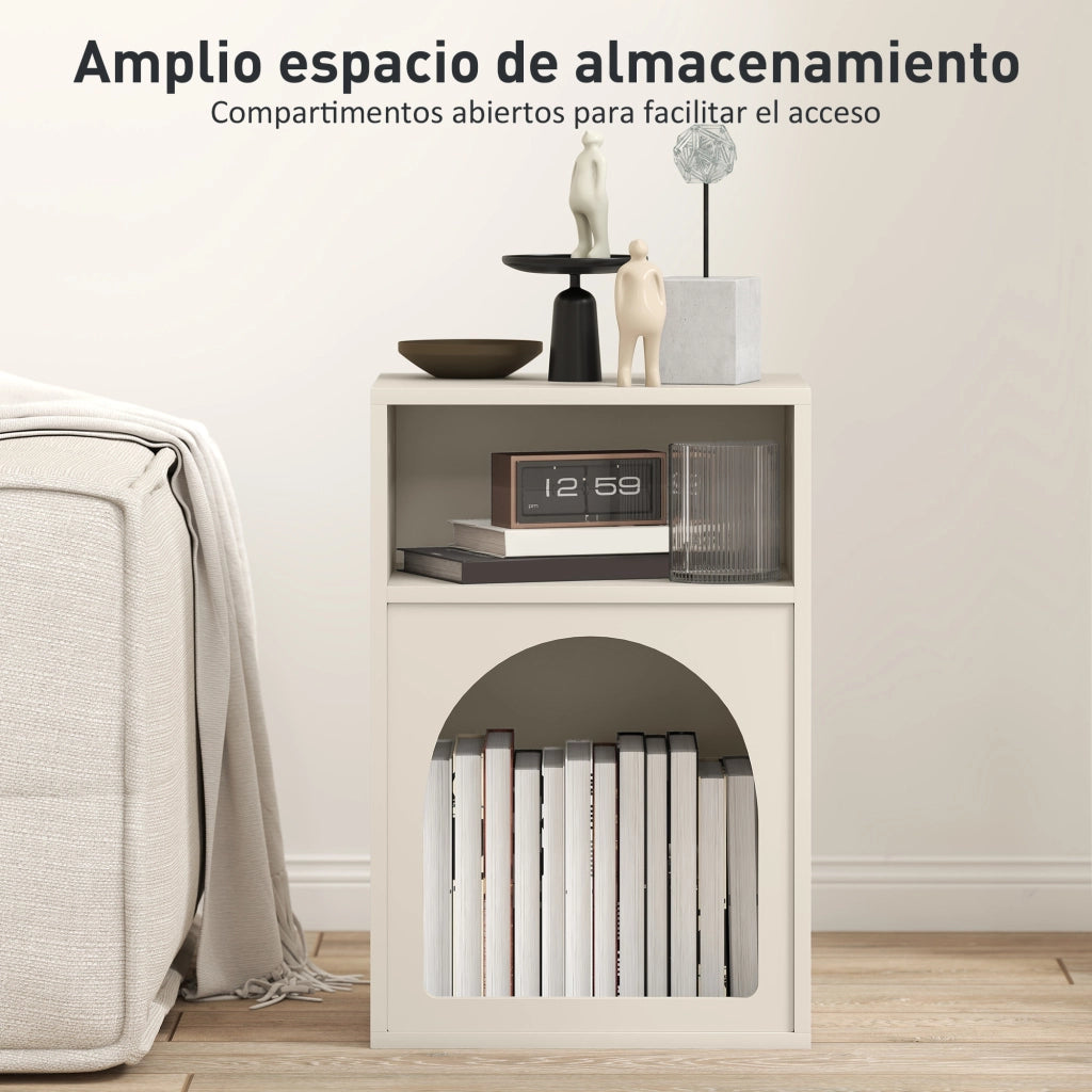 Comodino con 2 Ripiani Aperti Design Arco ¨C zephmum ¨C Crema 40x30x60 cm