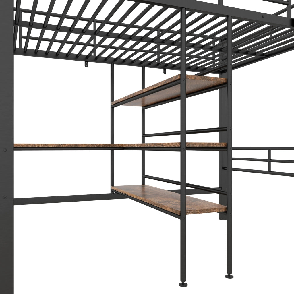 Letto a Soppalco con Scrivania ¨C MINIMAL ¨C Metallo Nero 90x200