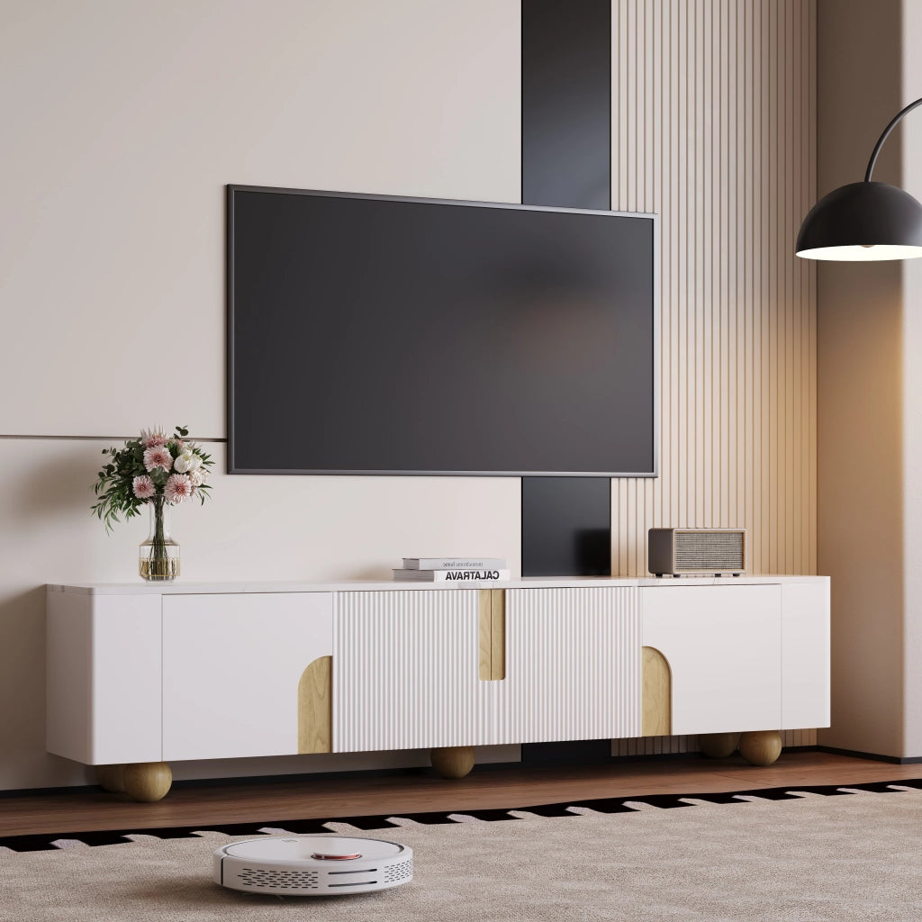 Mobile TV ¨C MINIMAL ¨C Bianco, Legno, 180 cm, 4 Ante, Design Elegante