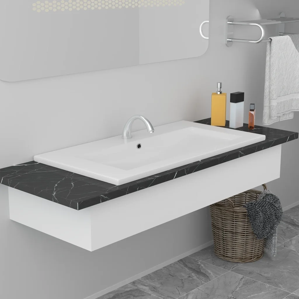 Lavabo da Incasso 81x39,5x18,5 cm in Ceramica Bianco CFW4350072