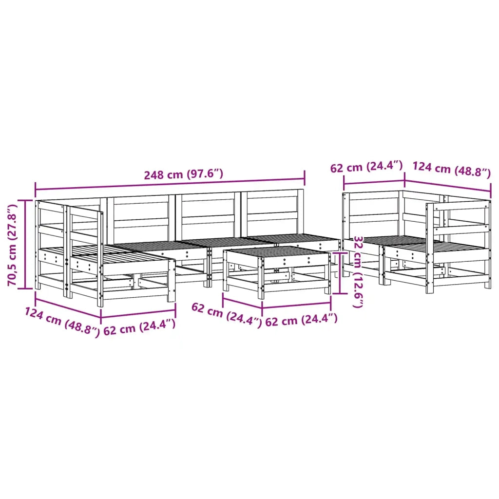 Set Lounge da Giardino 8 pcs Marrone Cera