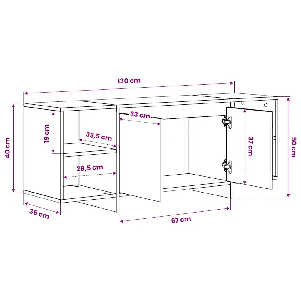 Mobile TV | Armadietto TV | Mobile Porta TV Grigio Sonoma 130x35x50 cm in Truciolato