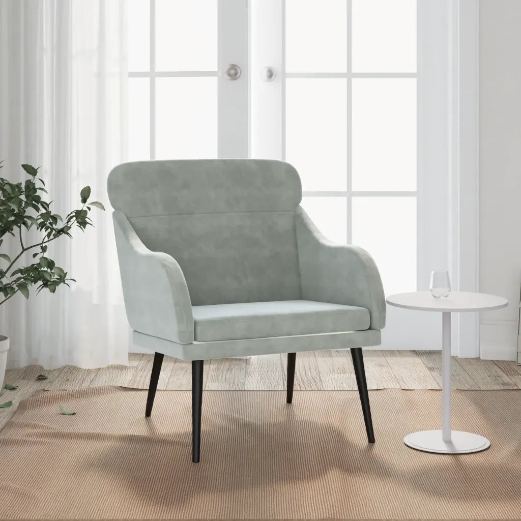 Poltrona Grigio Chiaro 63x76x80 cm Velluto 351436